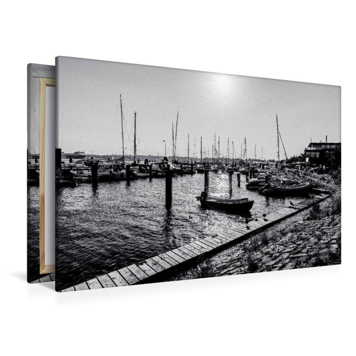 Premium Textil-Leinwand Abendlicht im Hafen