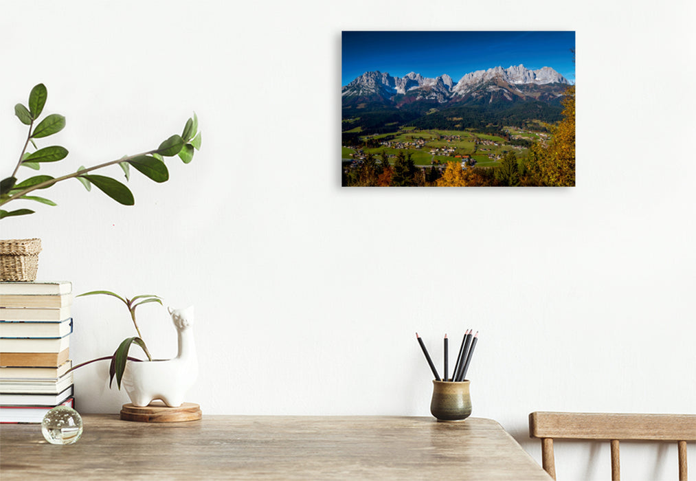 Premium textile canvas Premium textile canvas 120 cm x 80 cm landscape view from the Hollenauer Kreuz 