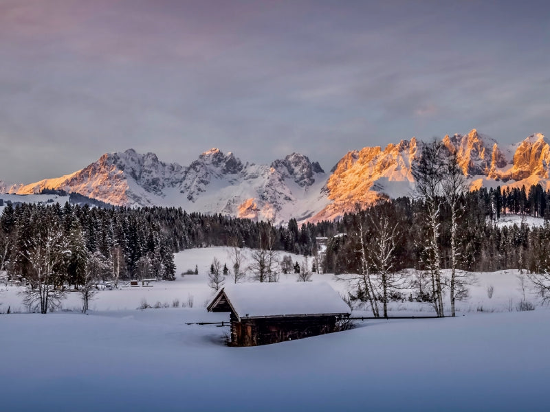 Alpenglühen im Dezember 1000 Teile Puzzle quer - CALVENDO Foto-Puzzle'