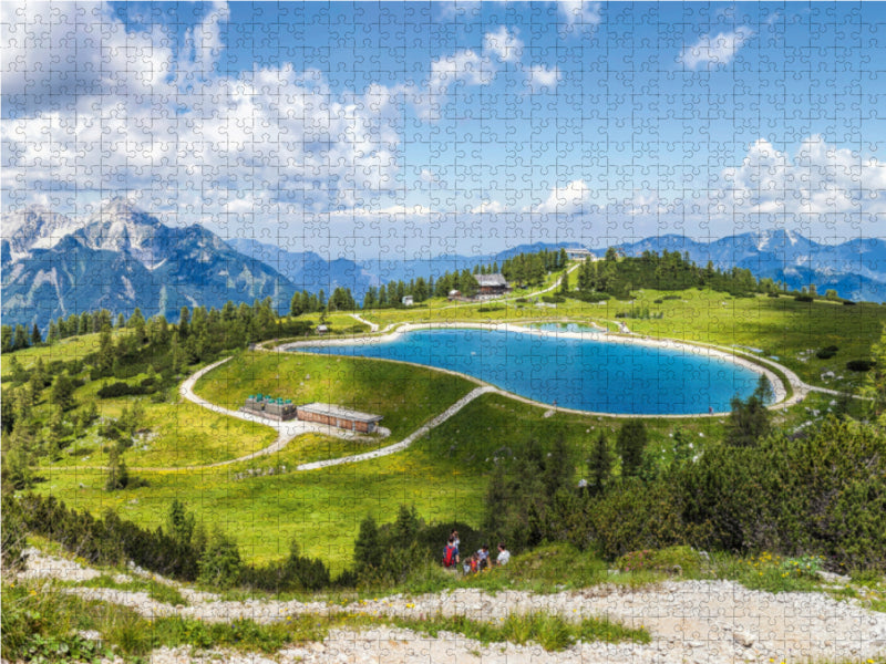 Beeindruckende Landschaft des Totengebirges und dem Speichersee auf der Höss in Hinterstoder 1000 Teile Puzzle quer - CALVENDO Foto-Puzzle'