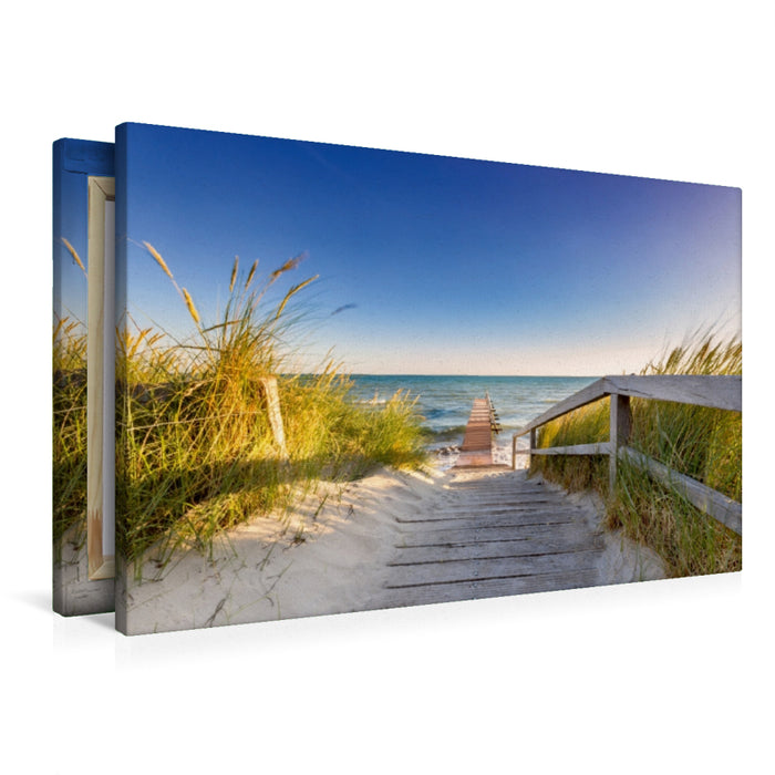 Toile textile haut de gamme Toile textile haut de gamme 120 cm x 80 cm sur la jetée de baignade de Fehmarn 