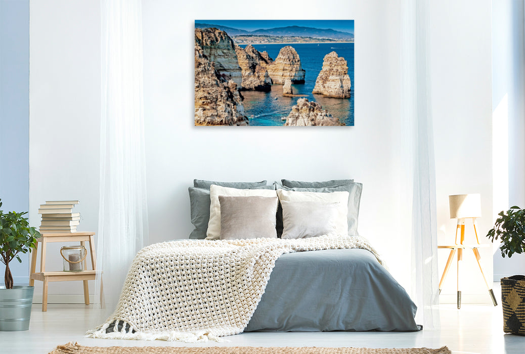 Premium Textil-Leinwand Premium Textil-Leinwand 120 cm x 80 cm quer Algarve Meisterwerke des Ozeans