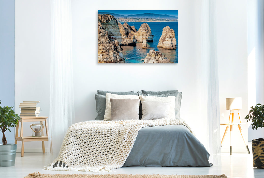 Toile textile haut de gamme Toile textile haut de gamme 120 cm x 80 cm Paysage Algarve chefs-d'œuvre de l'océan 