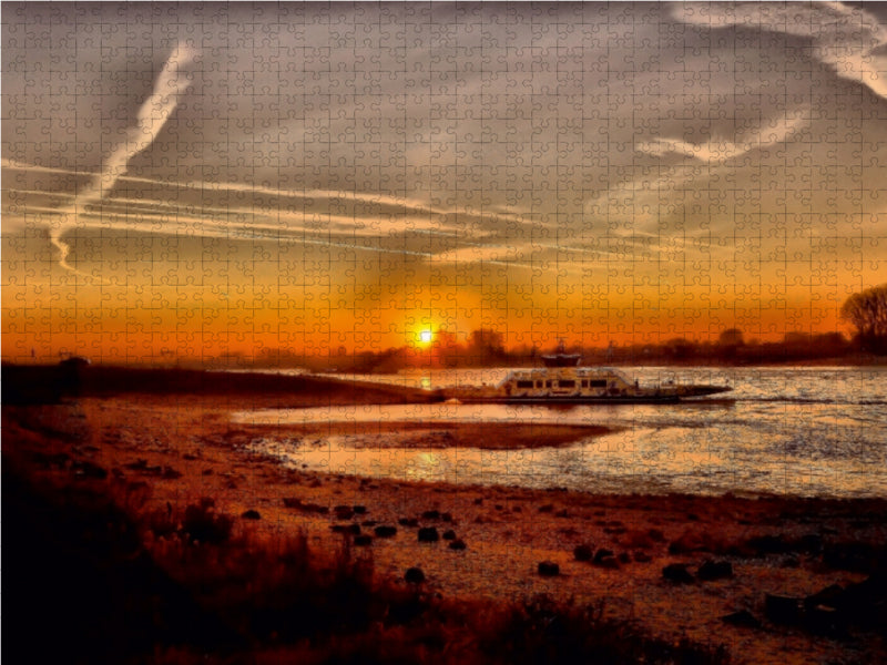 Ferry sur le Rhin Langst-Kierst/Kaiserswerth - Puzzle photo CALVENDO 