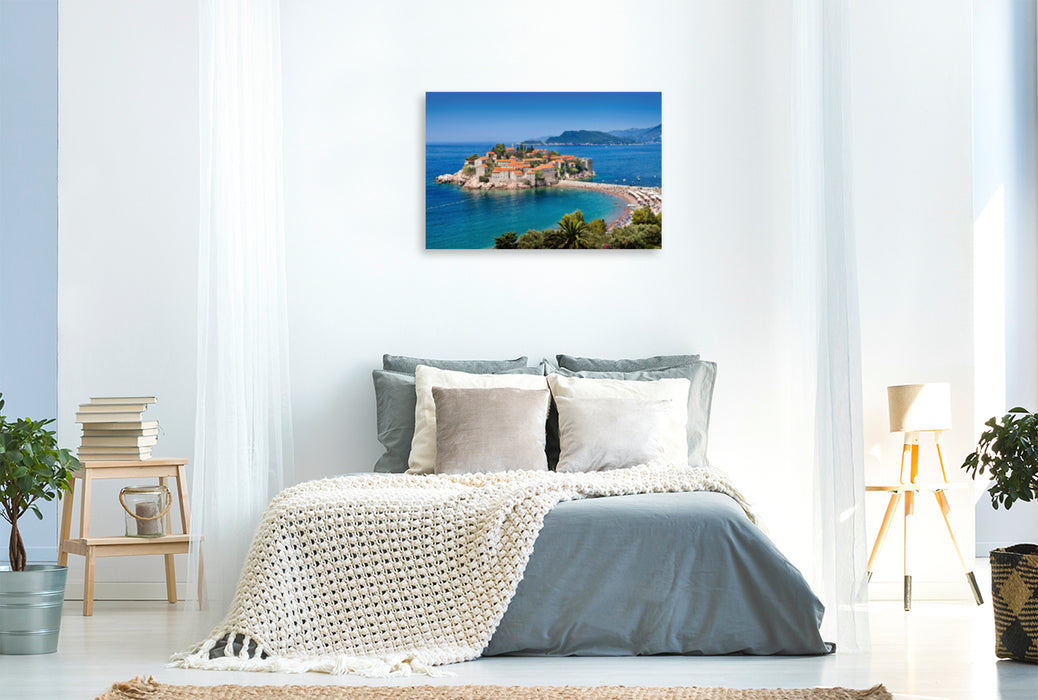 Toile textile haut de gamme Toile textile haut de gamme 120 cm x 80 cm paysage Sveti Stefan 