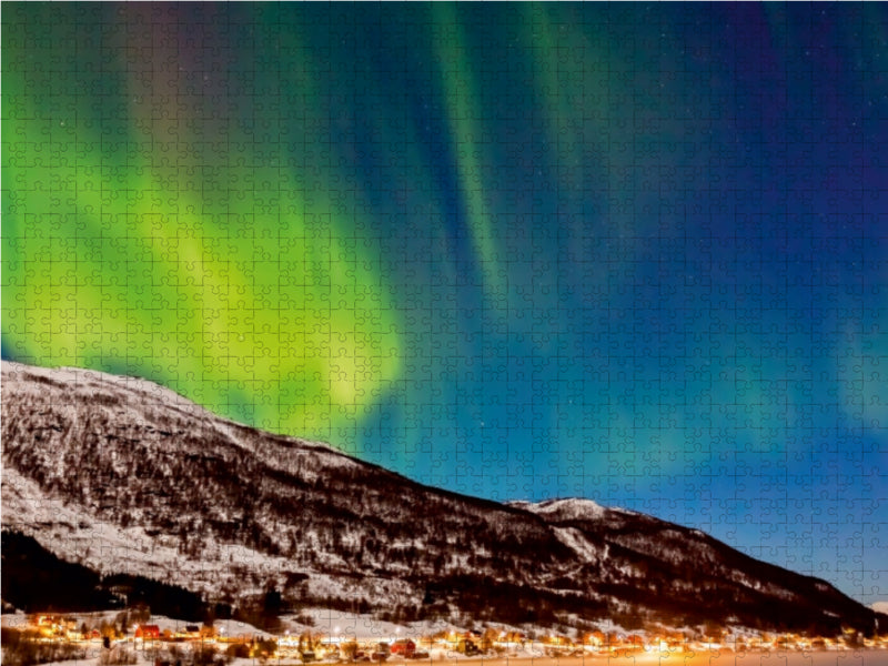 Polarlicht über dem Lyngenfjord 1000 Teile Puzzle quer - CALVENDO Foto-Puzzle'