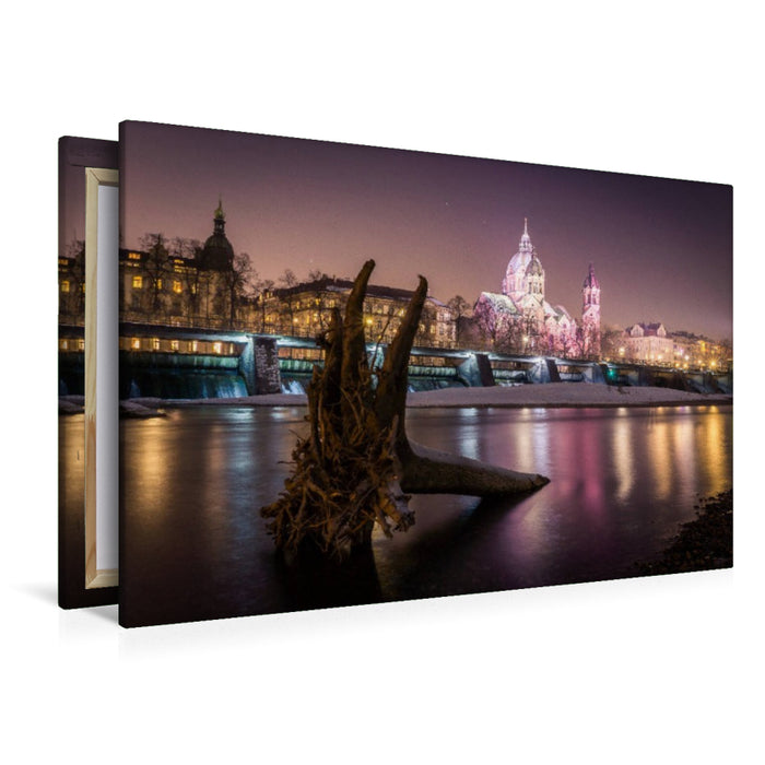 Premium Textil-Leinwand Winterimpression, Isar