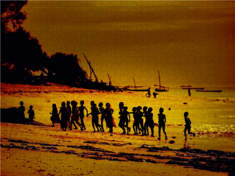 Fischer am Strand von Nungwi 1000 Teile Puzzle quer - CALVENDO Foto-Puzzle'