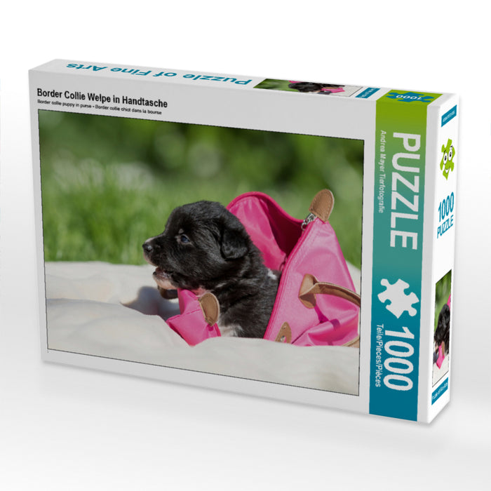 Border Collie Welpe in Handtasche 1000 Teile Puzzle quer - CALVENDO Foto-Puzzle'
