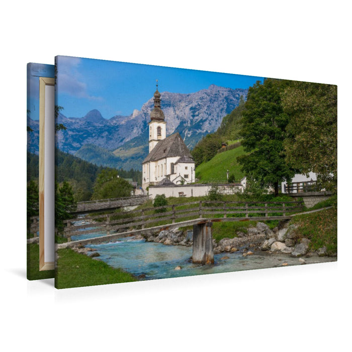Premium Textil-Leinwand Parrkirche in Ramsau
