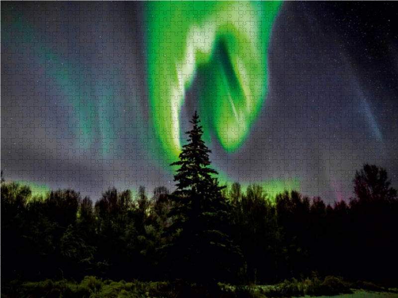 Polarlicht in Fairbanks, Alaska, USA 1000 Teile Puzzle quer - CALVENDO Foto-Puzzle'