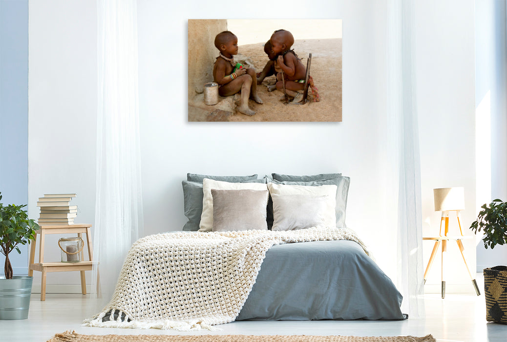 Premium Textil-Leinwand Premium Textil-Leinwand 120 cm x 80 cm quer Kinder de Himbas