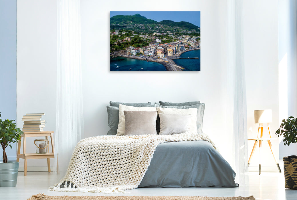 Premium Textil-Leinwand Premium Textil-Leinwand 120 cm x 80 cm quer Aussicht vom Castello Aragonese auf Ischia Ponte