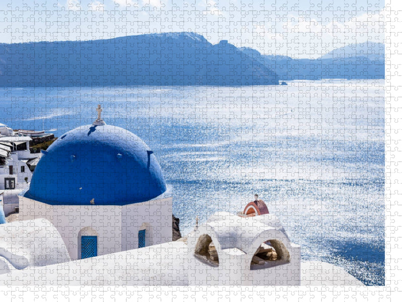 Oia - Kirche und Krater auf Santorin - CALVENDO Foto-Puzzle'