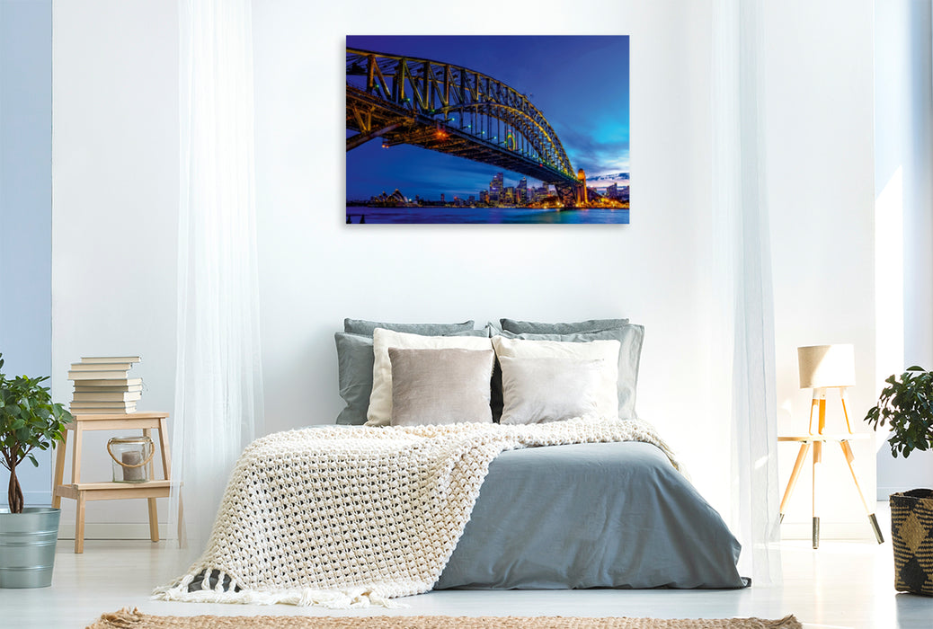 Toile textile premium Toile textile premium 120 cm x 80 cm paysage Cintre - Sydney Harbour Bridge 