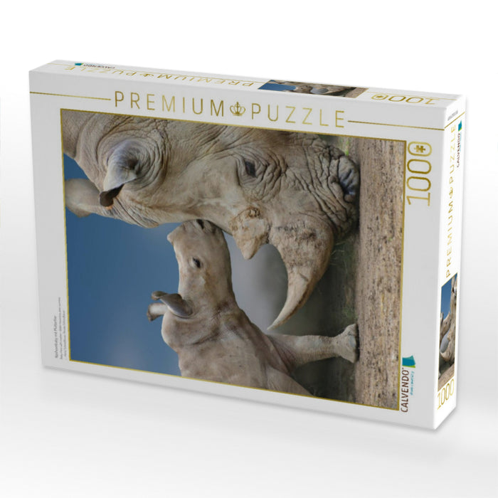 Nashornbaby mit Muttertier - CALVENDO Foto-Puzzle'
