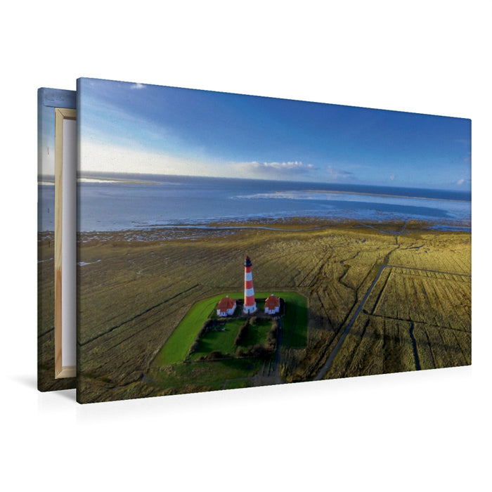 Premium Textil-Leinwand Leuchtturm Westerhever