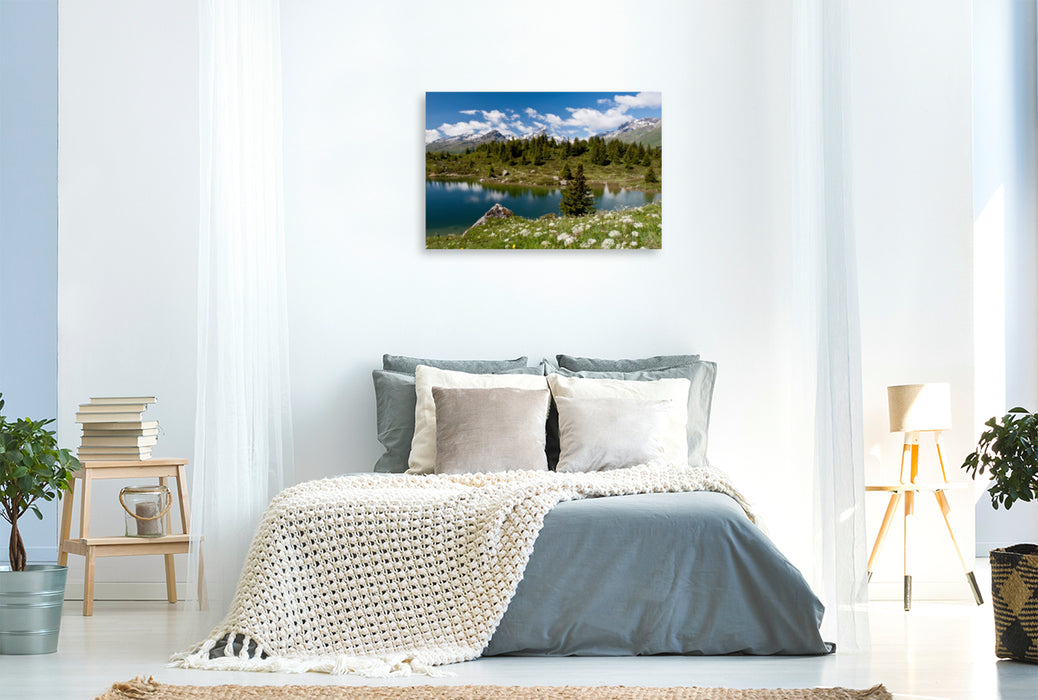 Toile textile haut de gamme Toile textile haut de gamme 120 cm x 80 cm Paysage Panorama alpin des Grisons 