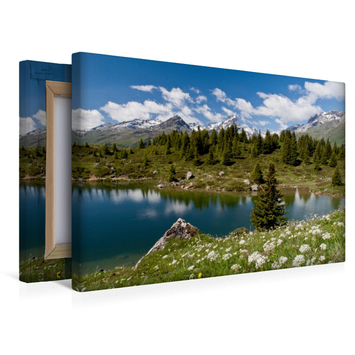 Premium Textil-Leinwand Alpenpanorama in Graubünden