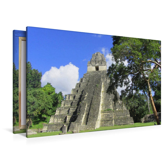 Toile textile premium Toile textile premium 120 cm x 80 cm paysage pyramide maya à Tikal, Guatemala 