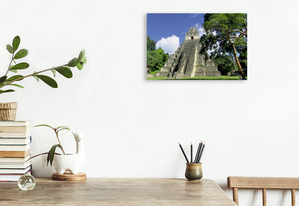 Toile textile premium Toile textile premium 120 cm x 80 cm paysage pyramide maya à Tikal, Guatemala 