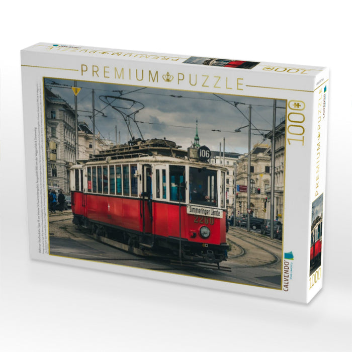 Oldtimer-Straßenbahn Type H1 am Wiener Schwarzenbergplatz, hergestellt 1910 von der Waggonfabrik Simmering - CALVENDO Foto-Puzzle'