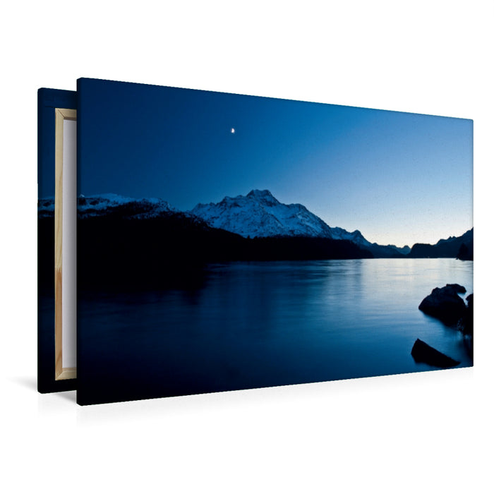 Premium Textil-Leinwand Blaue Stunde im Engadin