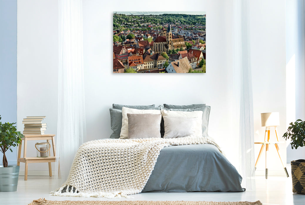 Toile textile haut de gamme Toile textile haut de gamme 120 cm x 80 cm paysage vieille ville d'Esslingen am Neckar