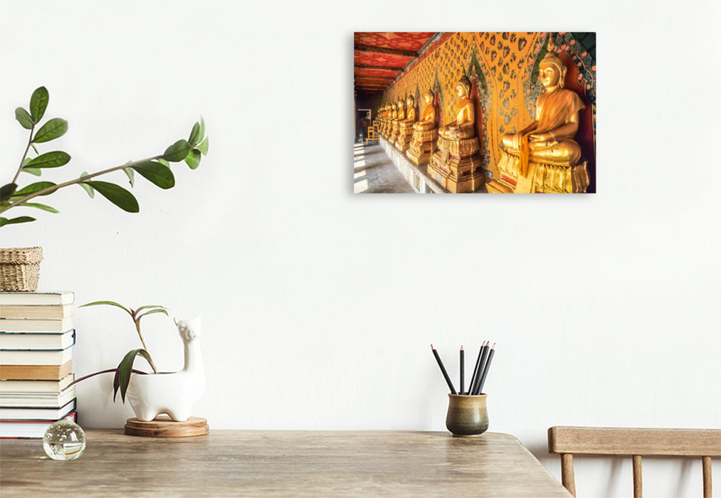 Premium Textil-Leinwand Premium Textil-Leinwand 75 cm x 50 cm quer Goldene Buddha-Statuen im Grand Palace in Bangkok