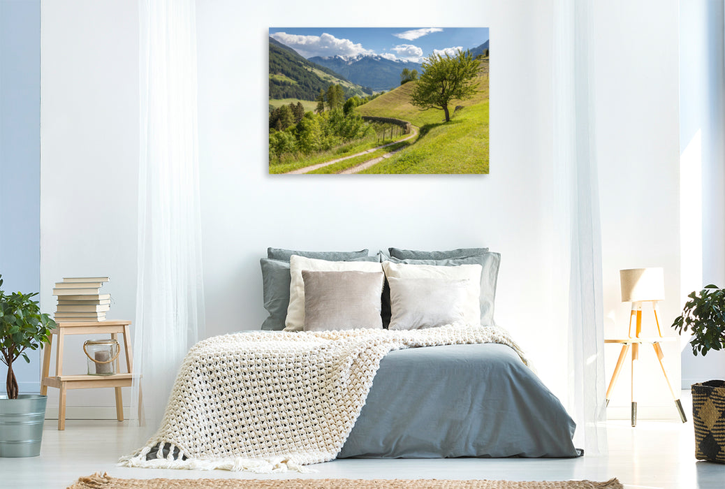 Premium Textil-Leinwand Premium Textil-Leinwand 120 cm x 80 cm quer Ahrntaler Sonnenweg bei St. Johann in Südtirol, Italien