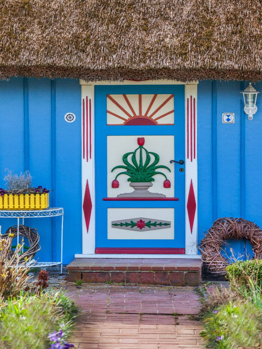 Tür mit Tulpenstrauß in Zingst an der Ostsee - CALVENDO Foto-Puzzle'