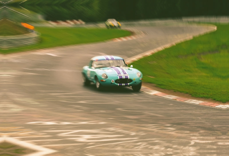 Toile textile premium Toile textile premium 120 cm x 80 cm paysage Jaguar E-Type Racing 