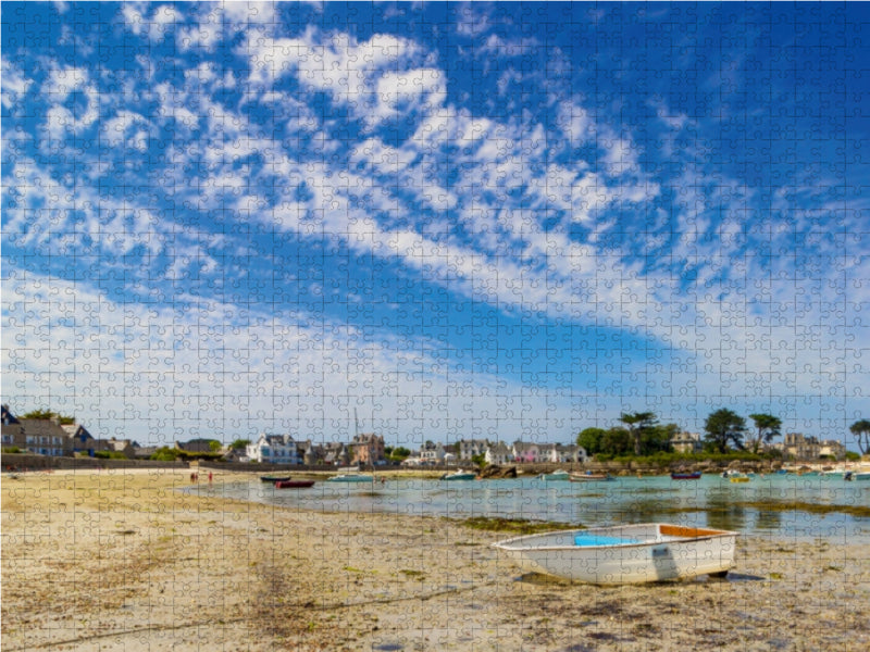 Boot und Ebbe in Brignogan-Plage 1000 Teile Puzzle quer - CALVENDO Foto-Puzzle'