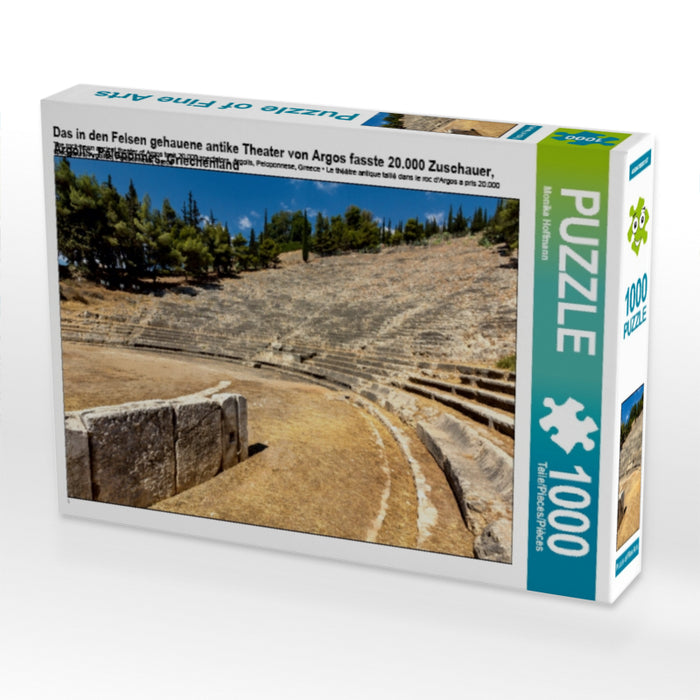 Das in den Felsen gehauene antike Theater von Argos fasste 20.000 Zuschauer, Argolis, Peloponnes, Griechenland 1000 Teile Puzzle quer - CALVENDO Foto-Puzzle'