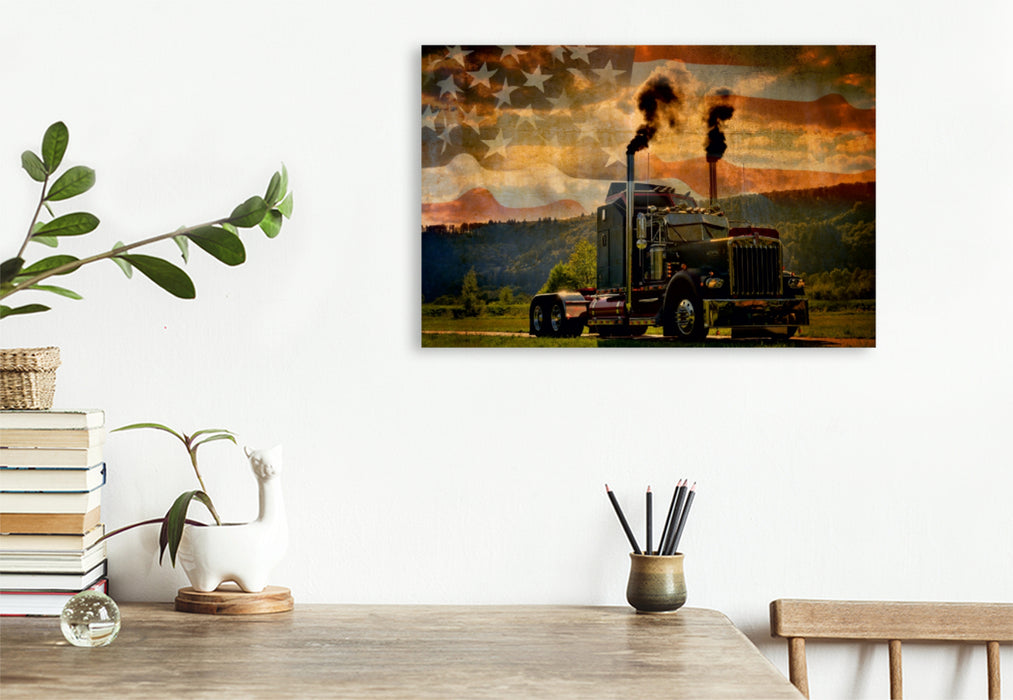 Toile textile premium Toile textile premium 120 cm x 80 cm paysage Kenworth W900A construit en 1978 PHOTOART 