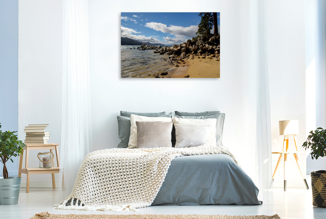Premium Textil-Leinwand Premium Textil-Leinwand 120 cm x 80 cm quer Sand Harbor Beach / Lake Tahoe