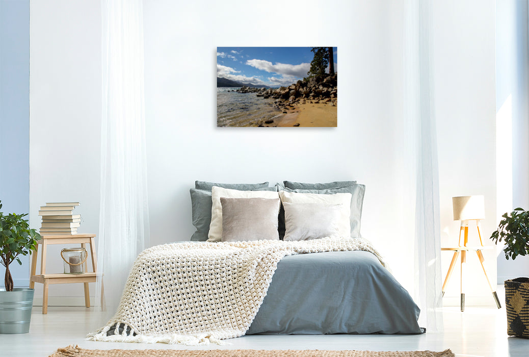 Premium Textil-Leinwand Premium Textil-Leinwand 120 cm x 80 cm quer Sand Harbor Beach / Lake Tahoe