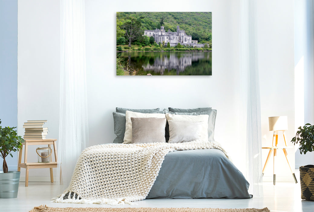 Toile textile premium Toile textile premium 120 cm x 80 cm paysage Abbaye de Kylemore en Irlande 