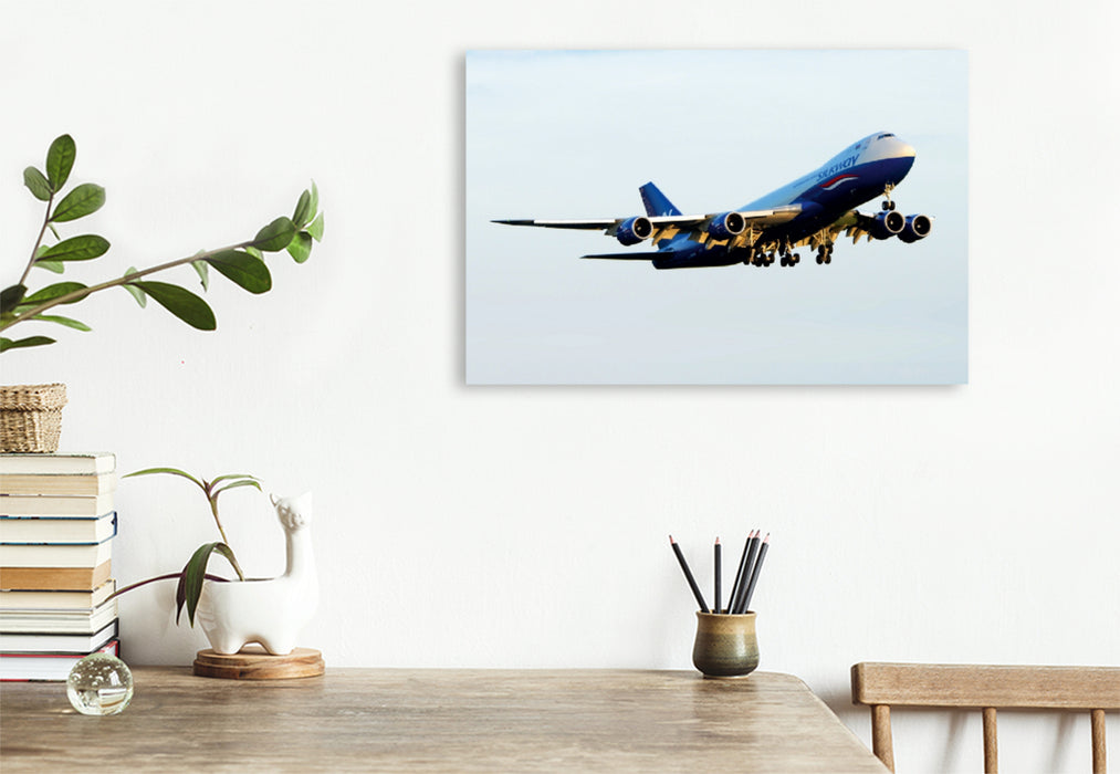 Premium Textil-Leinwand Premium Textil-Leinwand 75 cm x 50 cm quer Silkway Azerbaijan Cargo Boeing 747-8F