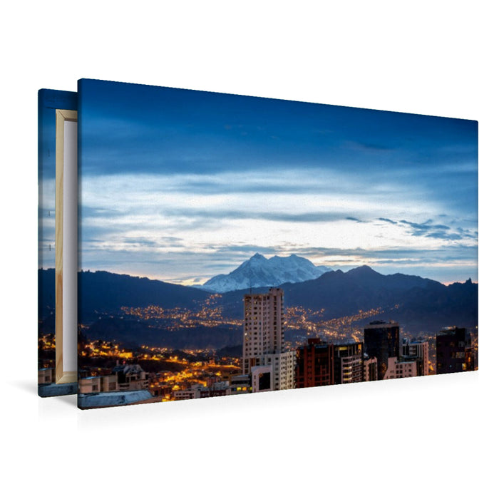 Premium Textil-Leinwand illimani bei Morgendämmerung