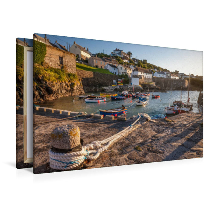 Premium Textil-Leinwand Fischerdorf Coverack in Cornwall, Südengland