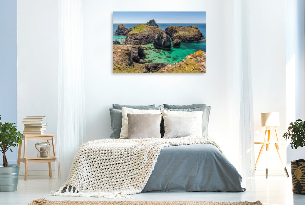 Premium Textil-Leinwand Premium Textil-Leinwand 120 cm x 80 cm quer Kynance Cove in Cornwall, Südengland