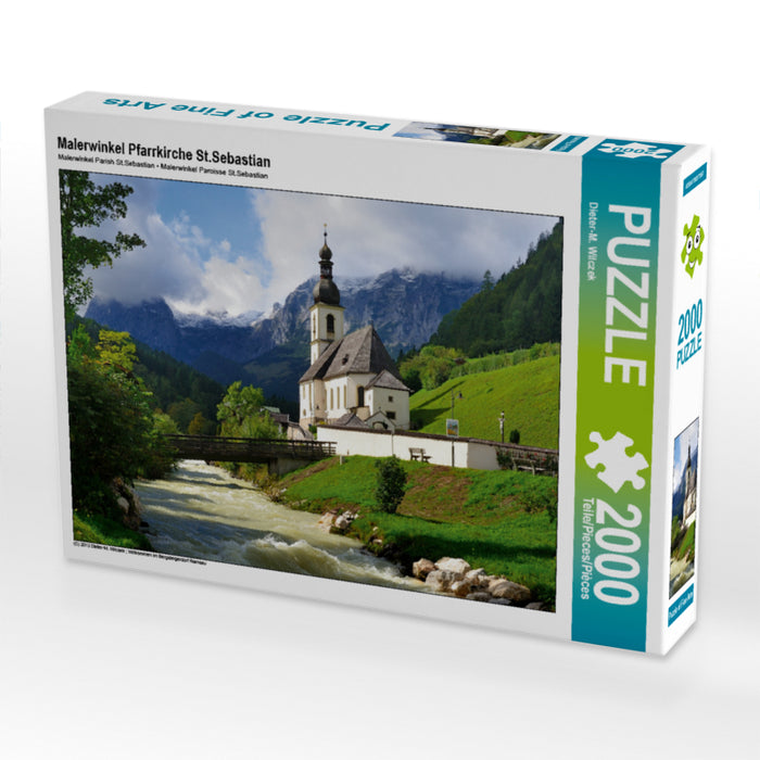 Malerwinkel Pfarrkirche St.Sebastian 2000 Teile Puzzle quer - CALVENDO Foto-Puzzle'
