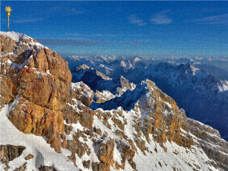 Zugspitze mit Gipfelkreuz 2000 Teile Puzzle quer - CALVENDO Foto-Puzzle'