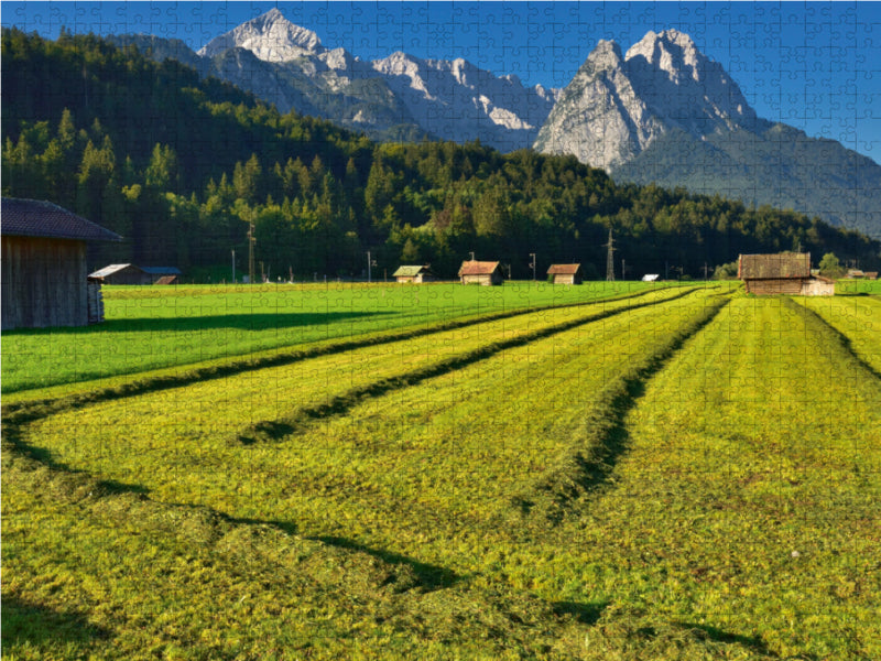 Prairies avec vue sur la Zugspitze - Puzzle photo CALVENDO