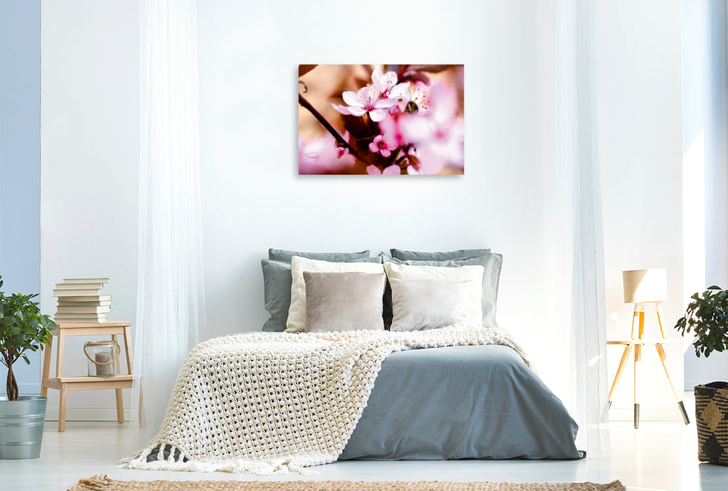 Toile textile premium Toile textile premium 120 cm x 80 cm paysage fleurs de cerisier 