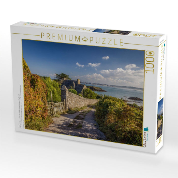 Pfad zum Meer auf der Ile de Batz in der Bretagne, Frankreich - CALVENDO Foto-Puzzle'