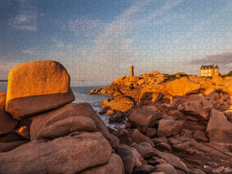 Der Leuchtturm von Ploumanach an der Côte de Granit Rose, Bretagne - CALVENDO Foto-Puzzle'