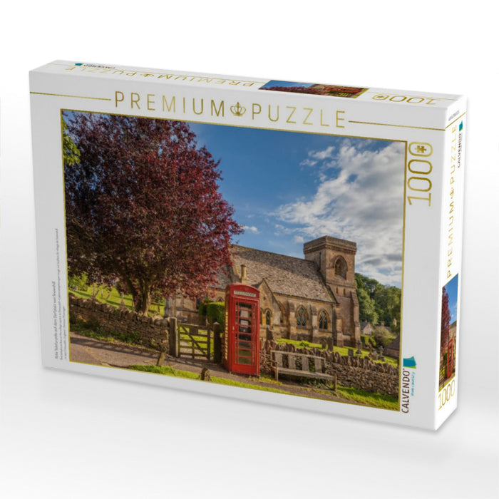 Rote Telefonzelle auf dem Dorfplatz von Snowshill - CALVENDO Foto-Puzzle'