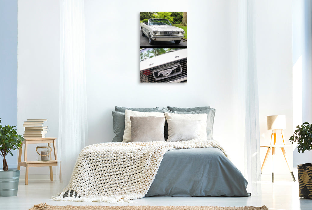 Toile textile haut de gamme Toile textile haut de gamme 80 cm x 120 cm de haut Ford Mustang (1964-1966) voiture classique 